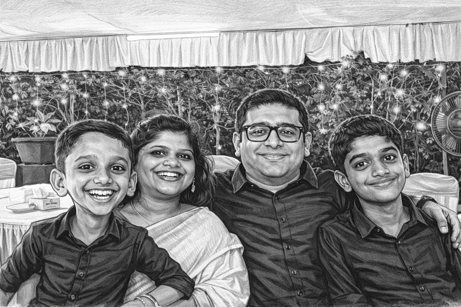 Naveen Jose with his family